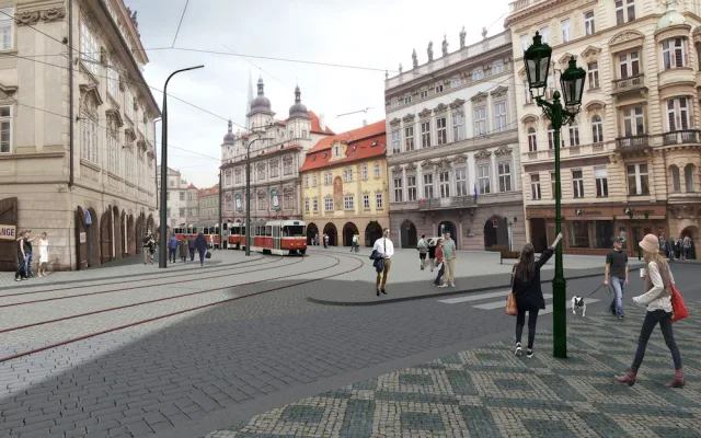 Takhle bude vypadat Malostranské náměstí. Město chce rekonstrukcí zklidnit dopravu.