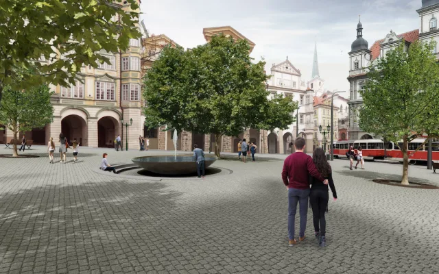 Takhle bude vypadat Malostranské náměstí. Město chce rekonstrukcí zklidnit dopravu.