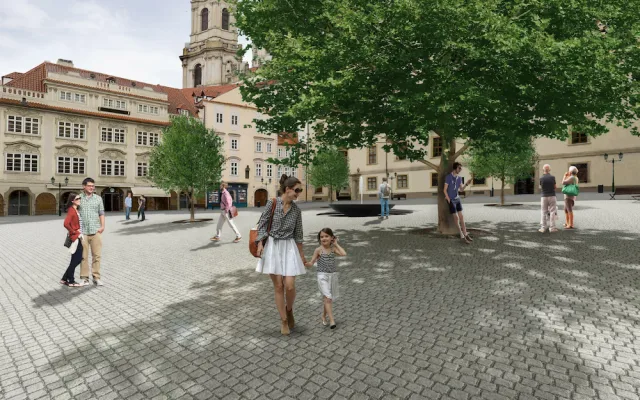 Takhle bude vypadat Malostranské náměstí. Město chce rekonstrukcí zklidnit dopravu.