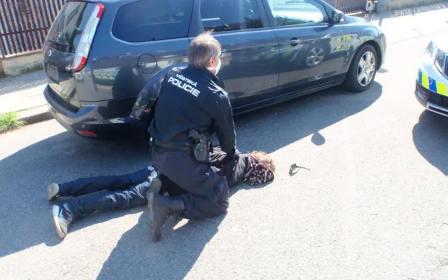 FOTO: Skupinka zlodějů ukradla auto. Strážníci je našli, protože s ním jezdili po chodníku