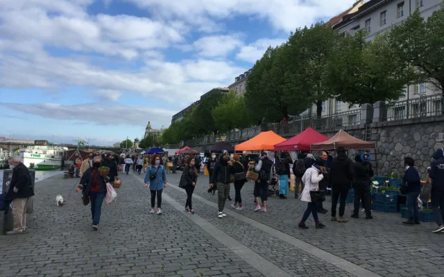 FOTO: Trhy na náplavce jsou zpět. U některých stánků se dnes tvořily fronty