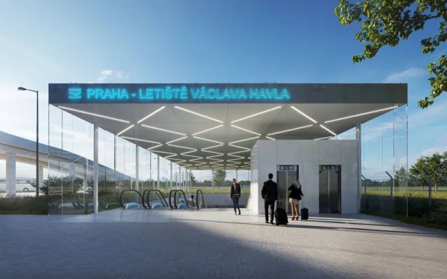 Železniční stanice na pražském Letišti Václava Havla má svou podobu. Podívejte se, jak bude vypadat