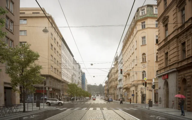 Z Revoluční ulice bude promenáda s širokými chodníky, lavičkami a dlažbou místo asfaltu