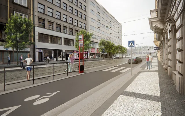 Z Revoluční ulice bude promenáda s širokými chodníky, lavičkami a dlažbou místo asfaltu