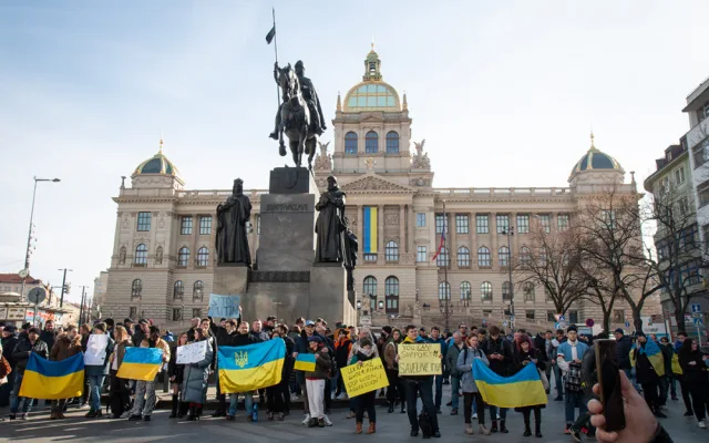 Protestující na Václavském náměstí