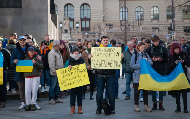 Protestující na Václavském náměstí