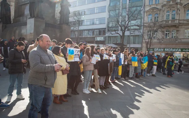 Protestující na Václavském náměstí