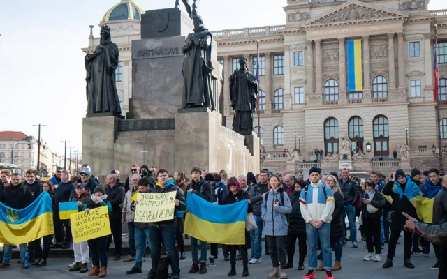 Protestující na Václavském náměstí