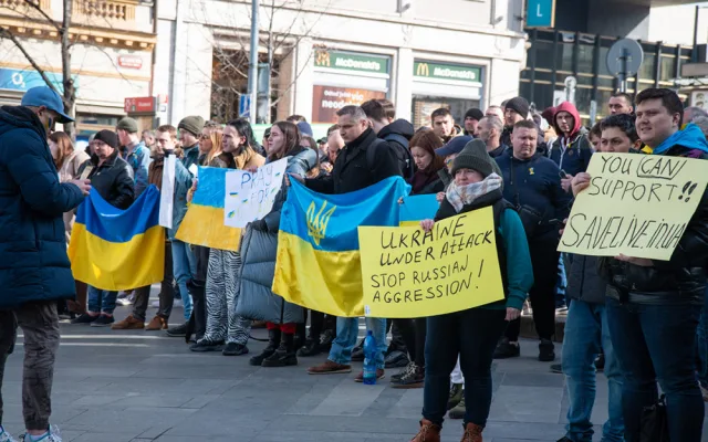 Protestující na Václavském náměstí