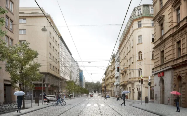 VIZUALIZACE: Ulicí Na Příkopě bude jezdit tramvaj. Zastávku bude mít před Obecním domem