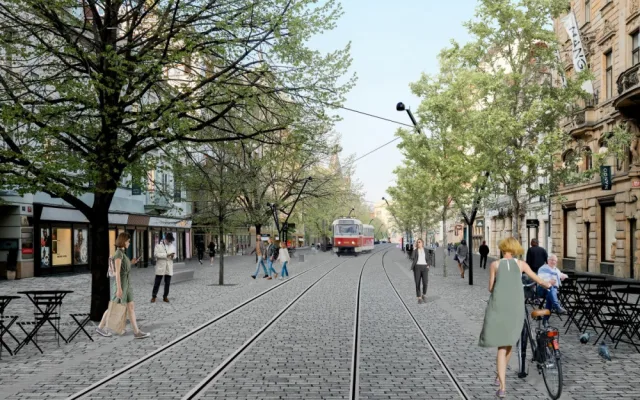 VIZUALIZACE: Ulicí Na Příkopě bude jezdit tramvaj. Zastávku bude mít před Obecním domem
