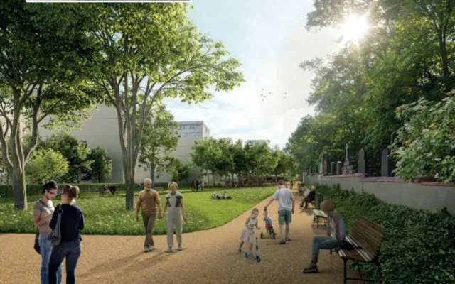 VIZUALIZACE: Nechvalně známá Olšanská se má změnit k nepoznání. Více stromů i rybník