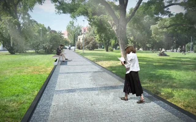 VIZUALIZACE: Praha 6 opravuje park v Bubenči. Přidá lavičky a fontánu, hotovo by mělo být na jaře