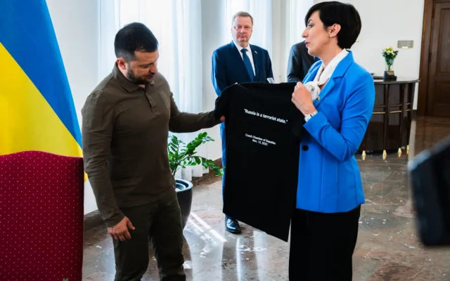Fiala uvítal na úřadu vlády Zelenského, který zahájil druhý den návštěvy