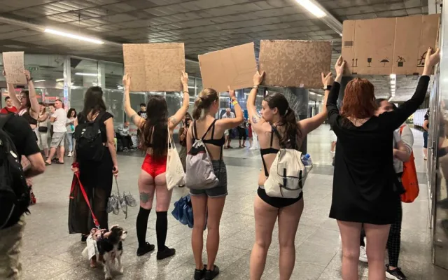 V centru Prahy protestovali lidé ve spodním prádle. Upozornili tím na násilí páchané na zvířatech