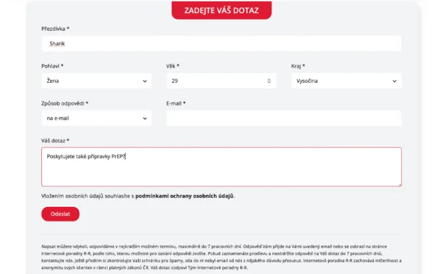 Internetová poradna zaměřená na ženy a muže v sexbyznysu