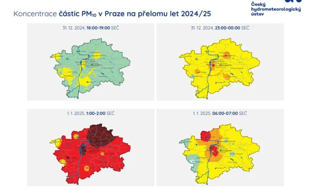 Odpalování pyrotechniky na Silvestra výrazně snížilo kvalitu vzduchu. Praha na tom byla nejhůř z celé republiky
