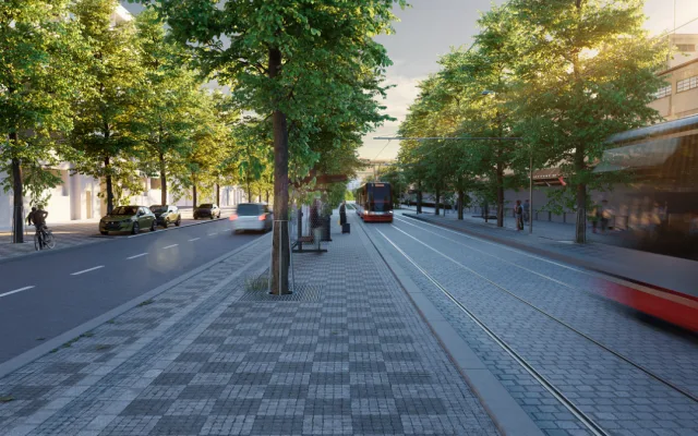 Nová tramvajová trať Olšanská – Habrová, zastávka Nový Žižkov