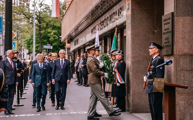 Politici i zástupci armády a policie si u Rozhlasu připomněli začátek Pražského povstání