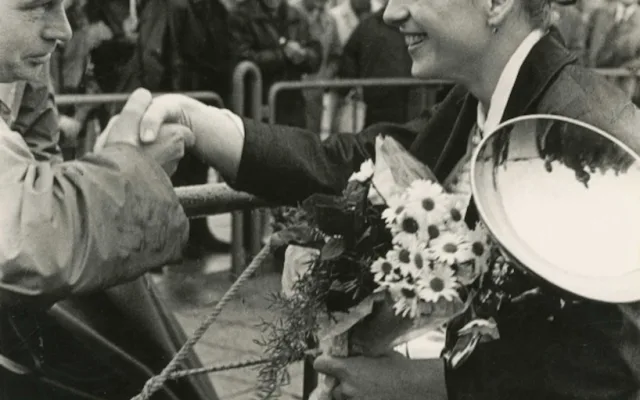 Gymnastka Věra Čáslavská, návrat z mistrovství Evropy v Amsterodamu, 1967