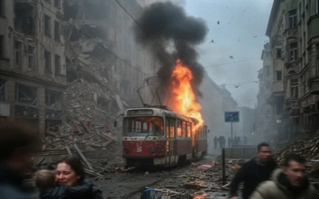 Praha zničená válkou. Paměť národa spustila v ulicích kampaň na podporu Ukrajiny