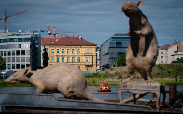 FOTO, VIDEO: Když se srazí lodě na Vltavě. Složky IZS cvičily scénář tragické nehody