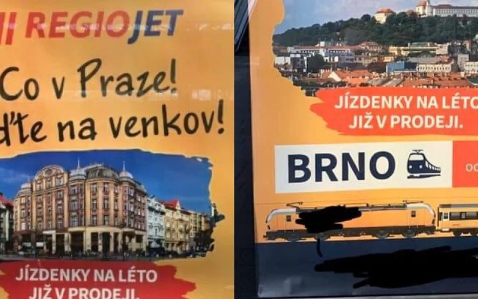 Co v Praze! Jeďte na venkov! Dopravce nabízí jízdenky do Brna kontroverzní kampaní