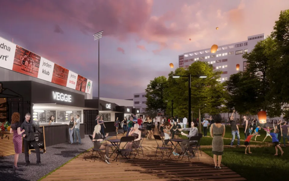 VIZUALIZACE: Projekt, který vdechne dolnímu Žižkovu nový život. Podívejte se na nový stadion Viktorky