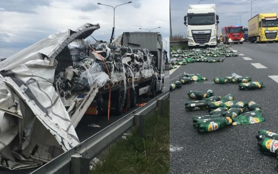 V Praze havaroval kamion. Na dálnici se rozsypaly lahve piva