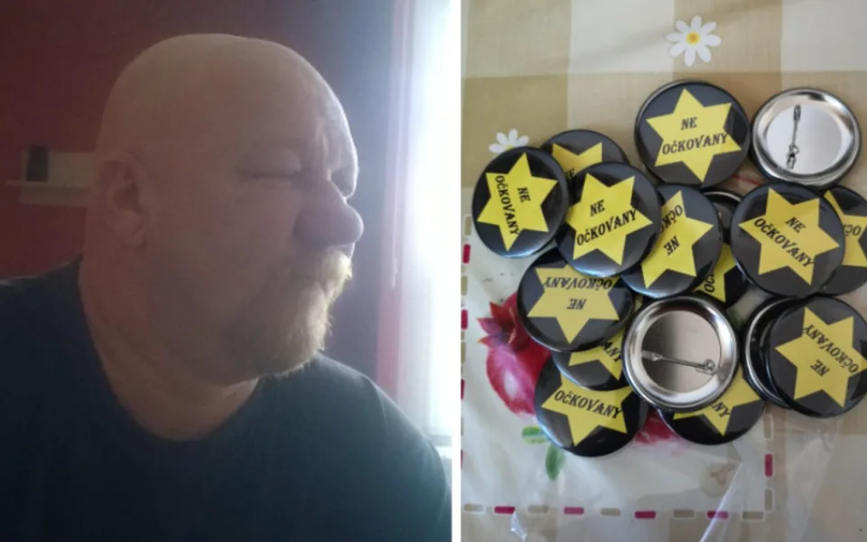 Neočkovaný. Známý antisemita na sebe opět upozornil plackami s židovskou hvězdou.