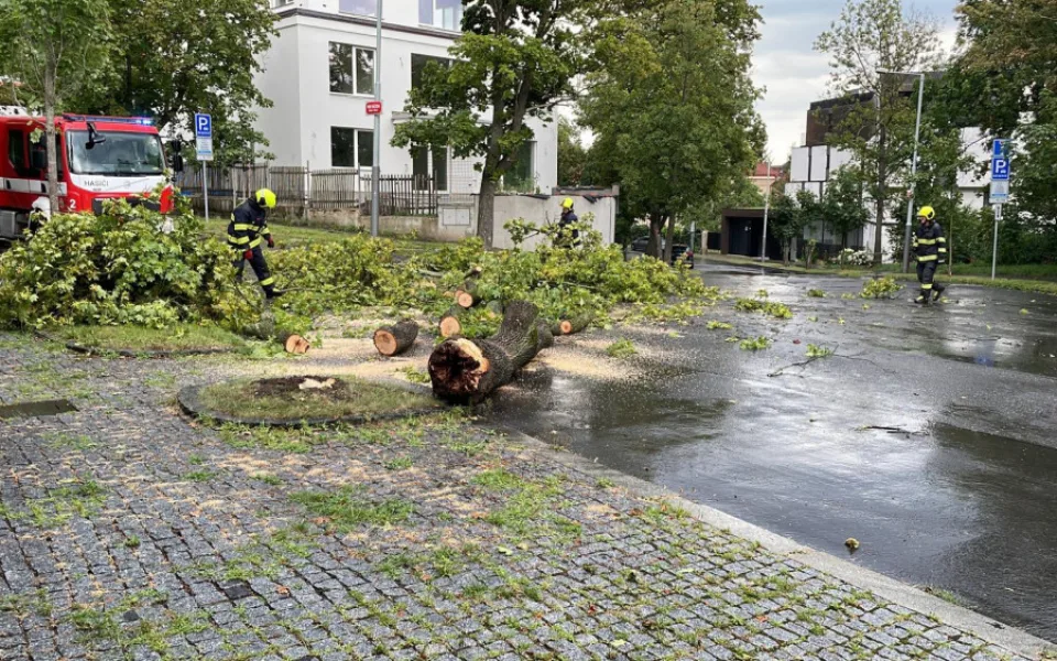V Praze spadl v bouřce strom, na letišti byl na půl hodiny pozastavený