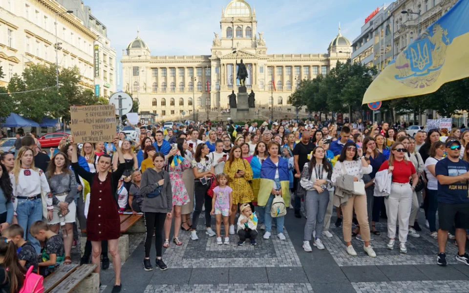 Demonstrace na Václavském náměstí.