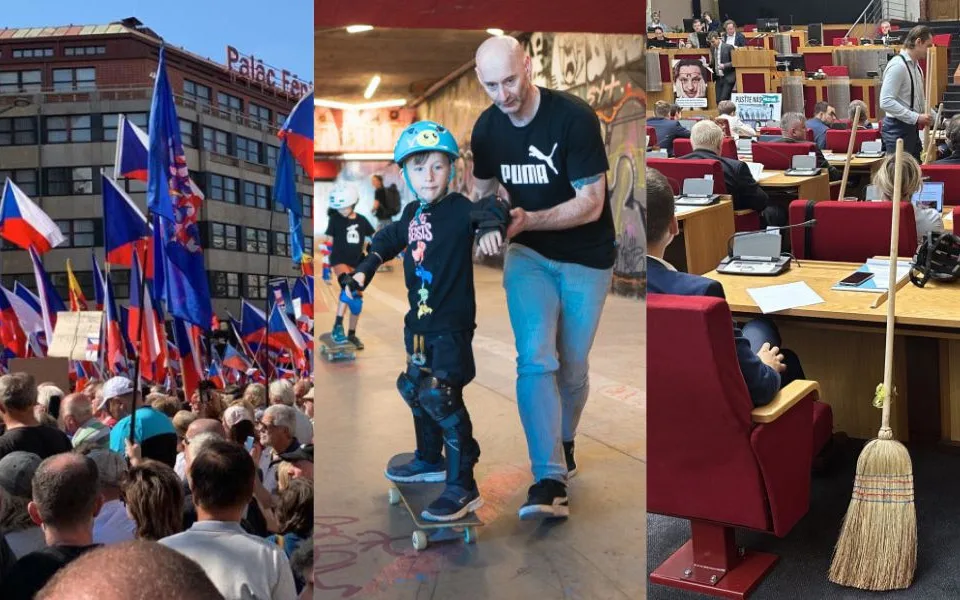 ZÁŘÍ 2023: Demonstrace, (ne)obyčejný skejťák a košťata na zastupitelstvu