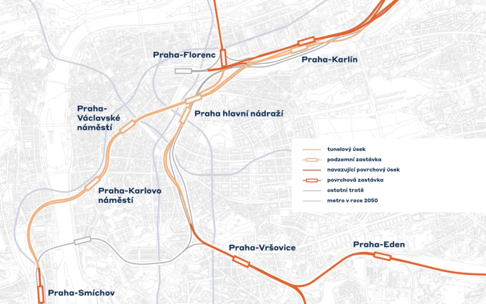 Praha bude mít pět nových podzemních železničních stanic