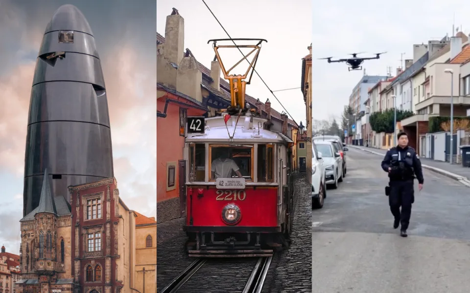 Brněnský orloj na Staromáku, tramvaj do Zlaté uličky a strážníci s drony. S aprílovými vtípky s i v Praze vyhráli