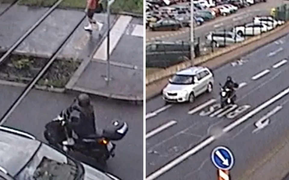 Hledaná žena byla celá v černém a jela na černém skútru