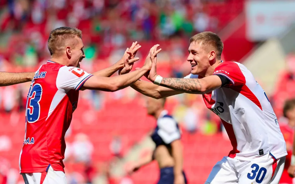 Slavia porazila Slovácko 5:1, trenér Trpišovský má 250. ligovou výhru